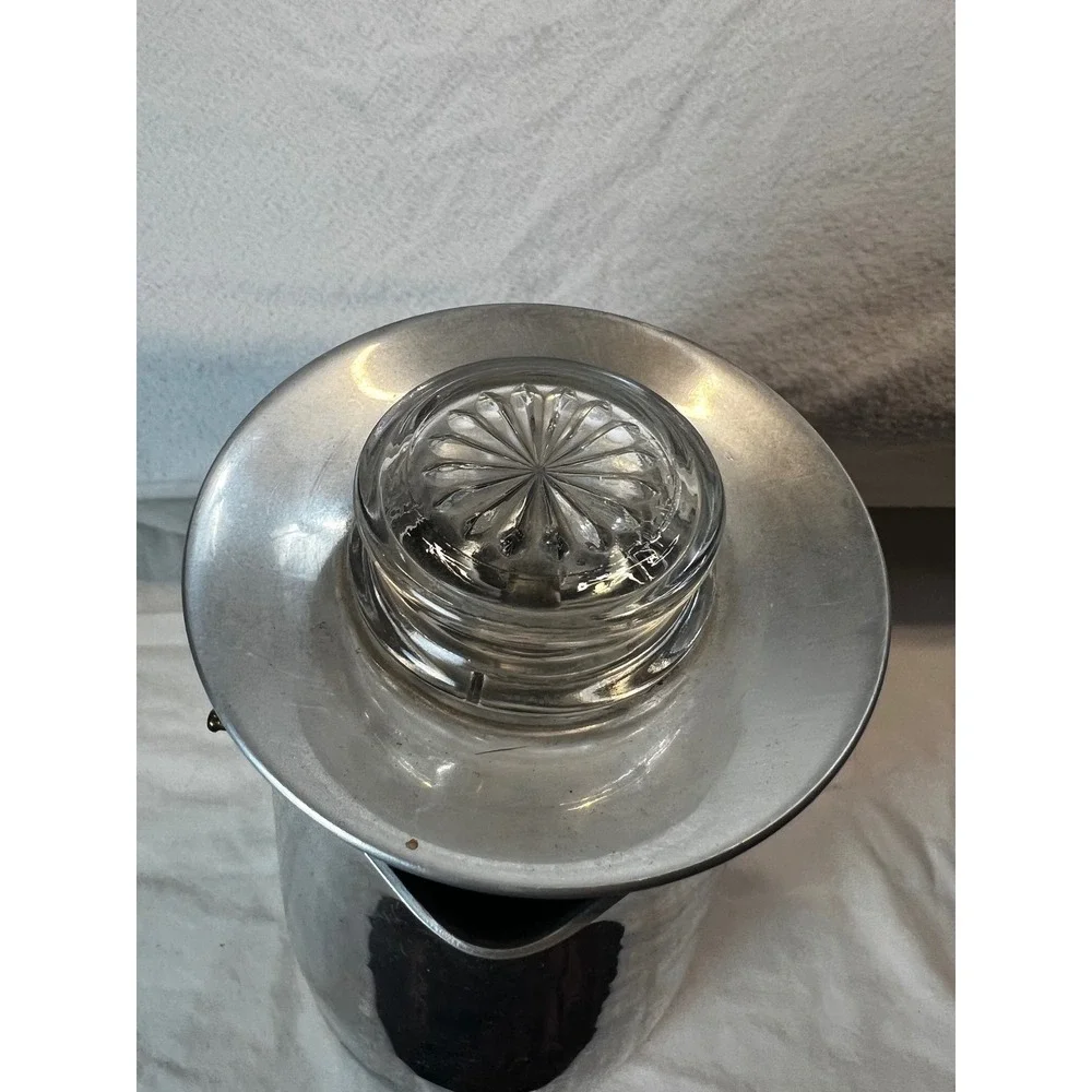 Vintage Stainless Steel Stovetop Coffee Percolator with Glass Knob Lid 9.5‎ Inch
